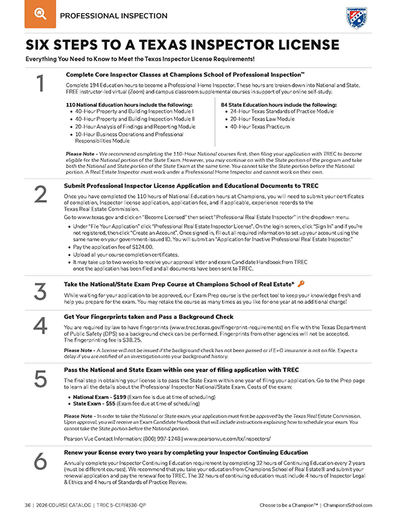 Preview - Catalog Home Inspection Section